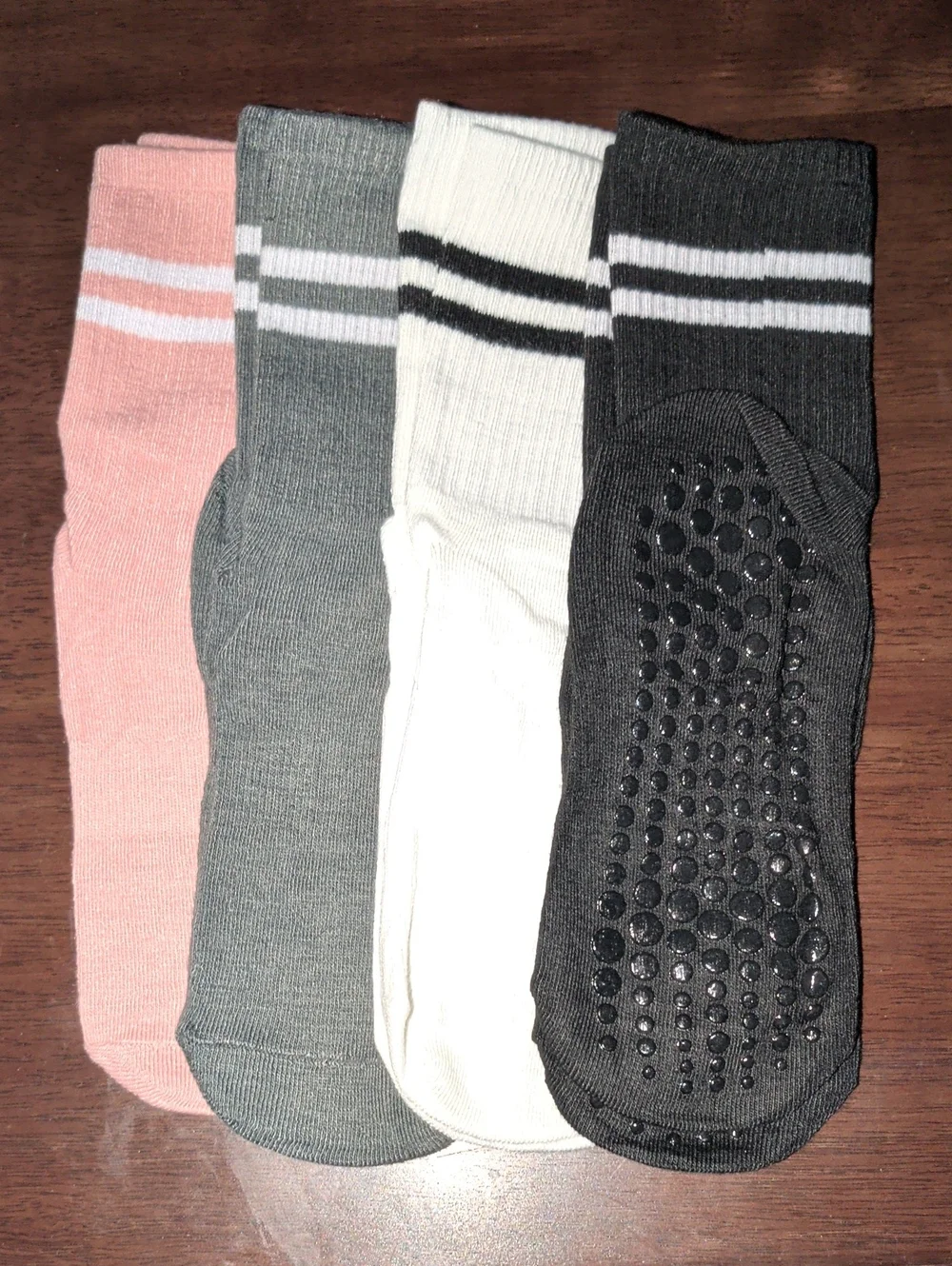 Girls Athletic Non-Slip Crew Socks - Pink, Gray, White, Black